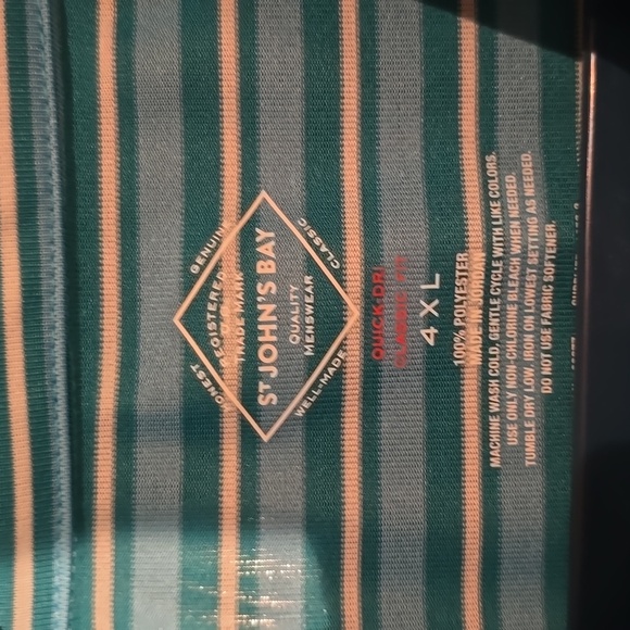 ST. JOHNS BAY BRAND MEN'S BIG & TALL BLUE STRIPED SHORT SLEEVE POLO SIZE 4XL - Picture 13 of 13
